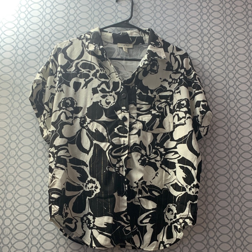 Floral Black and White Women's Top